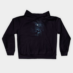 Deer Forest Landscape - Night Moon Animals Kids Hoodie